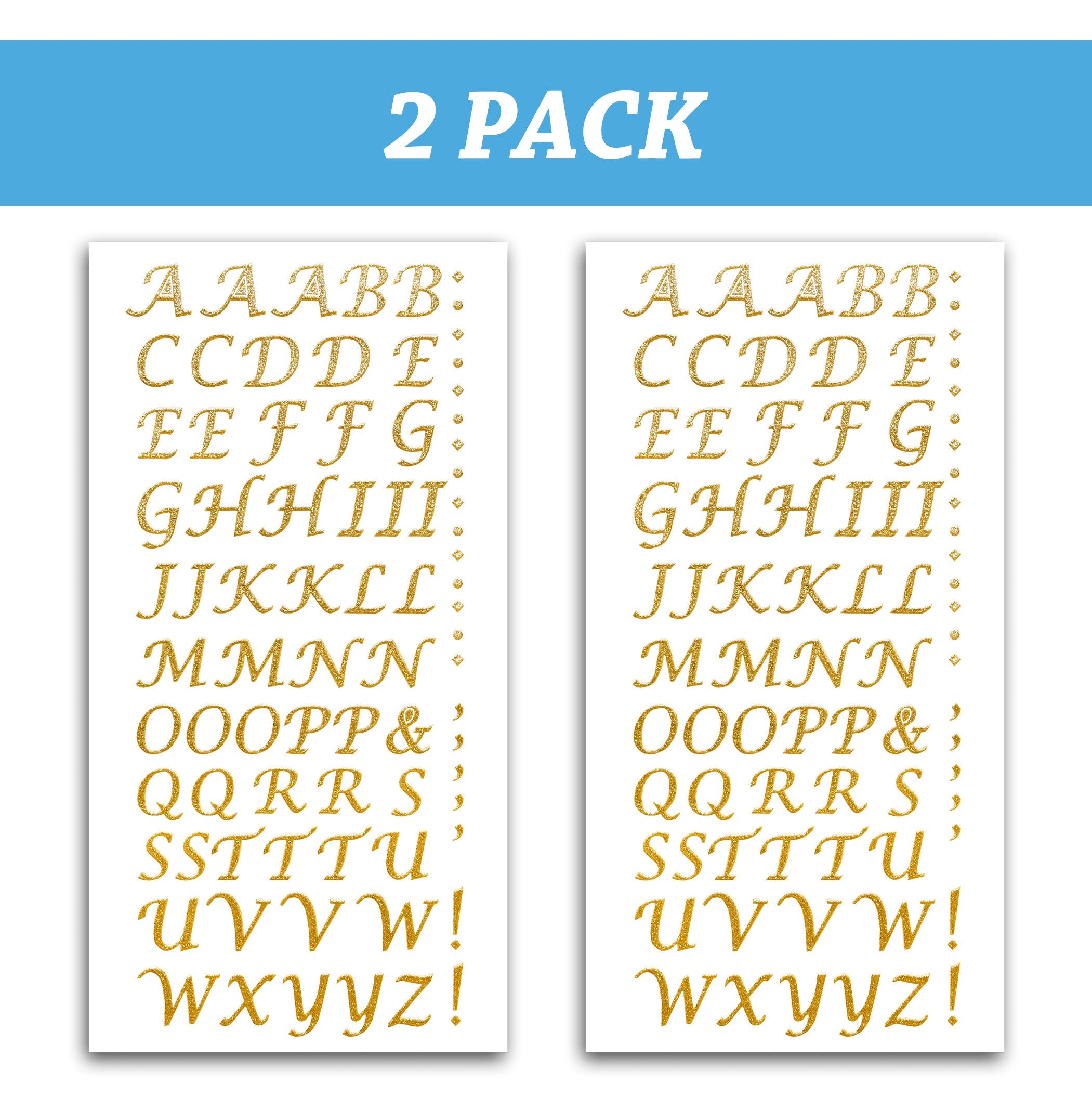Tassel Toppers Peel and Stick Glitter Alphabet Letter Stickers for Grad Cap Assorted Colors, Gold
