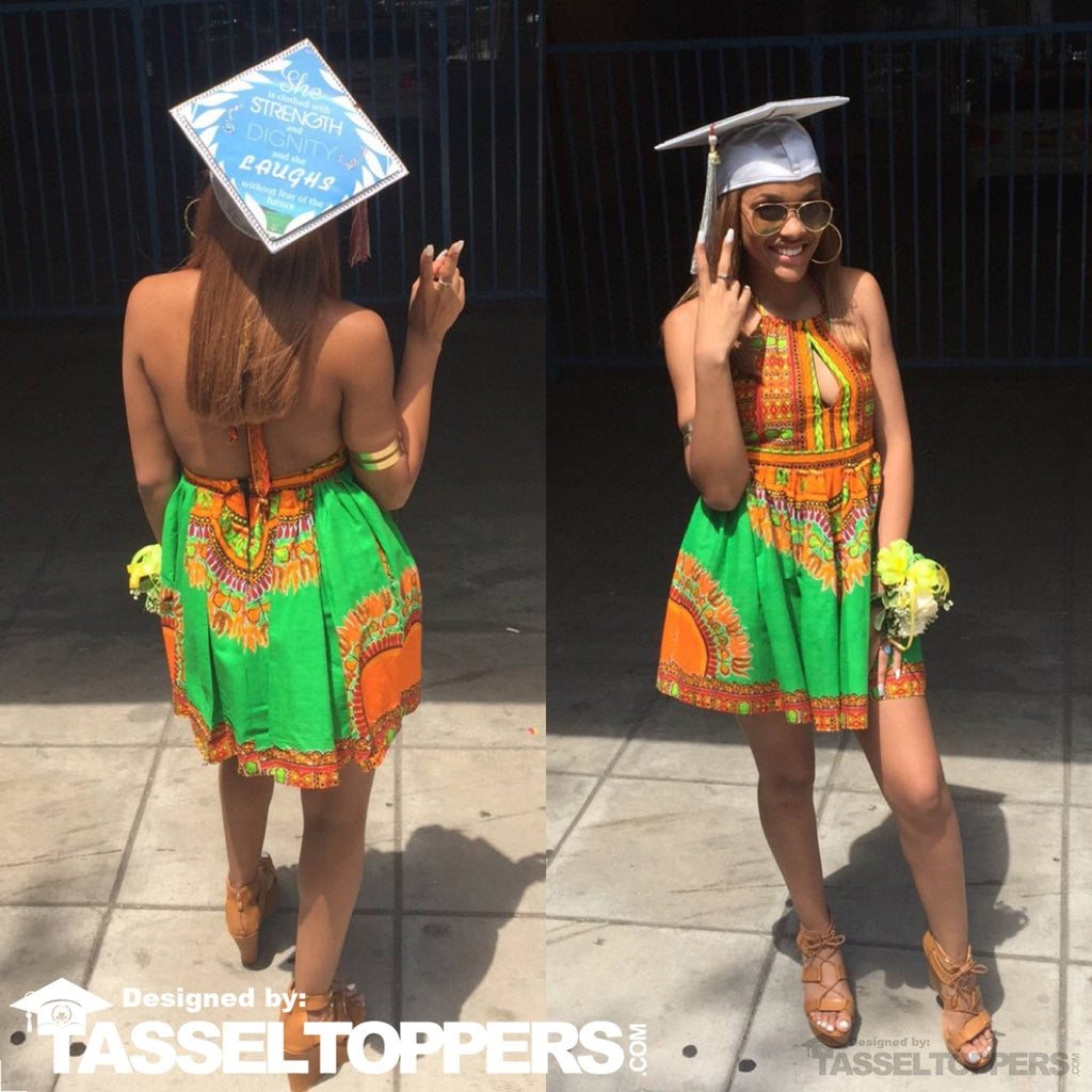 Proverbs 31:25 Grad Cap Tassel Topper - Tassel Toppers - Professionally Decorated Grad Caps