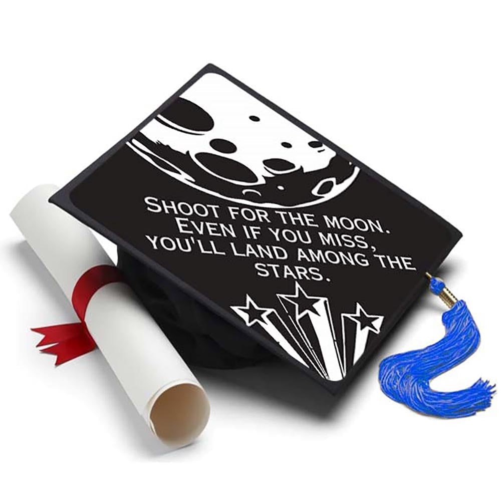 Shoot For The Moon Grad Cap Tassel Topper - Tassel Toppers - Professionally Decorated Grad Caps