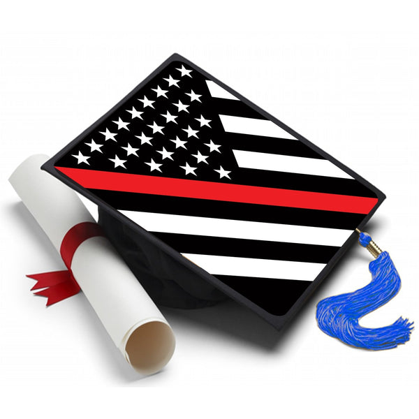 Thin Red Line Flag Grad Cap Tassel Topper, Class of 2026, Graduation Gifts - Tassel Toppers - Professionally Decorated Grad Caps